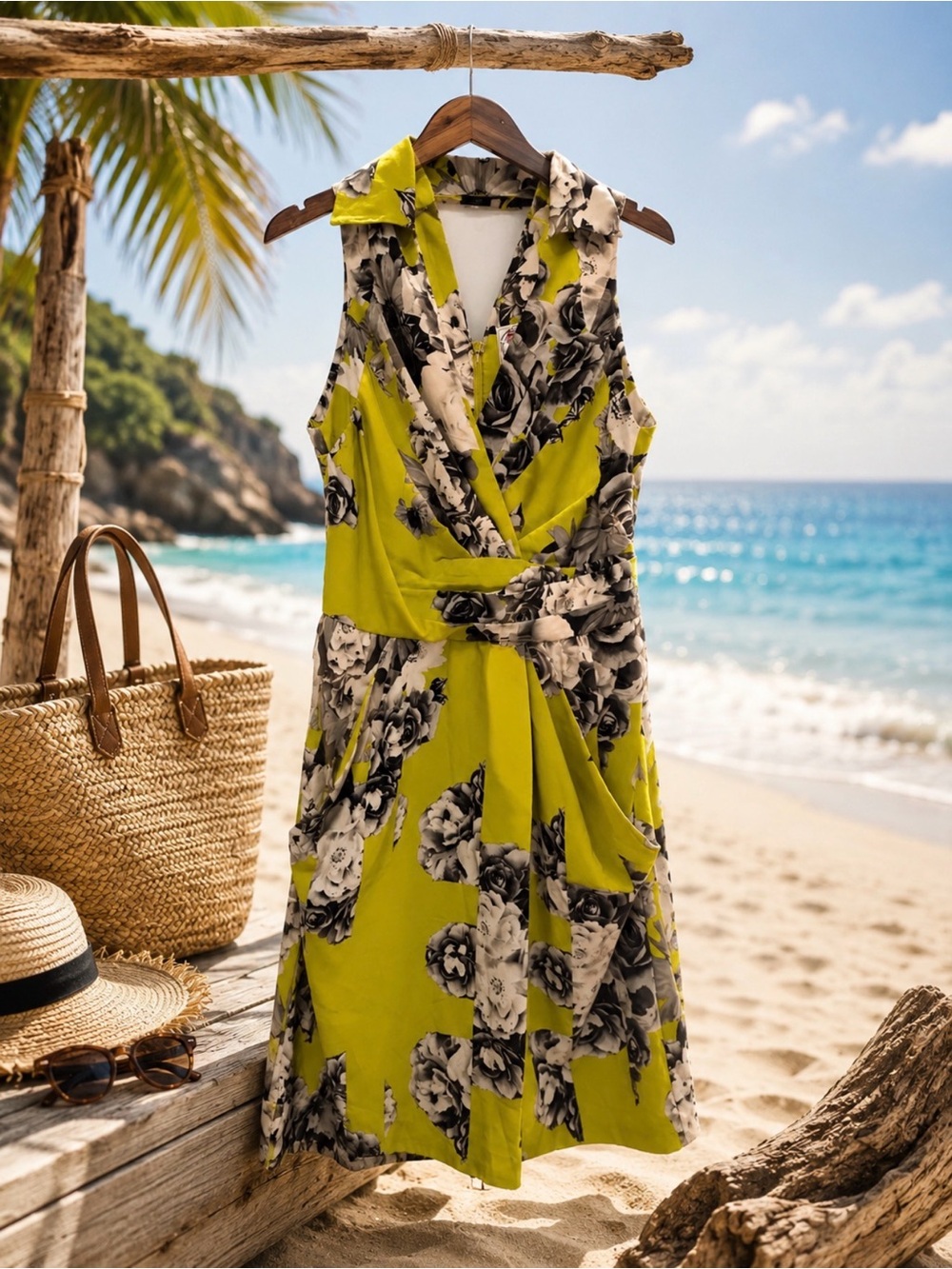 Yoana Baraschi Anthropologie Bright Yellow Floral Dress size 0